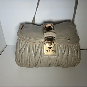 Miu Miu Cream Crossbody Bag with Gold Hardware